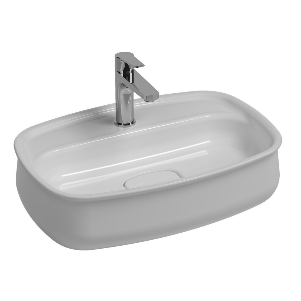İsvea Fluido Beyaz Tezgah Üstü Lavabo, 60 Cm